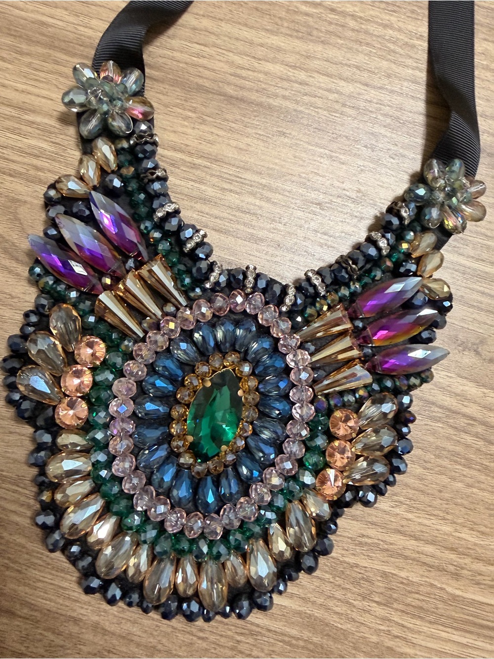 Sassy Jones Vintage Statement Crystal Bib Necklace